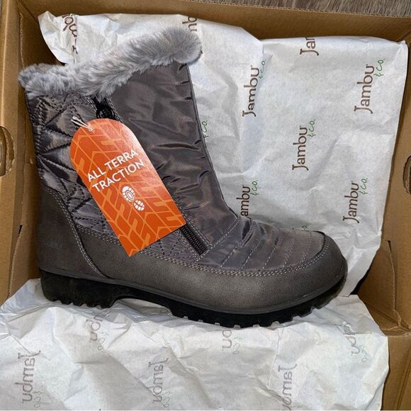 New in Box JBU by Jambu Free Bird Mid Calf Winter Gray with Faux Fur Boot, 8M - Picture 1 of 12